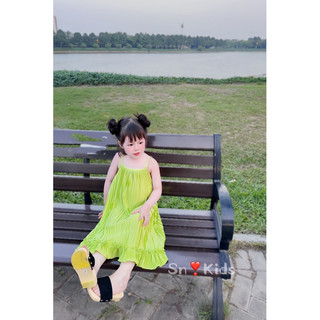 Xả Váy đầm maxi dập ly cho bé gái