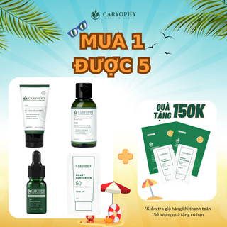COMBO NGĂN NGỪA, SẠCH MỤN CARYOPHY (Serum 10ml, 1 Toner 50ml, 1 Kem chống nắng 5ml, 1 Tẩy trang 60ml)