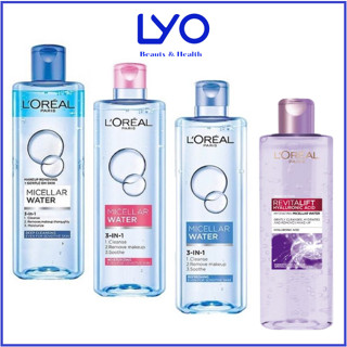 Nước tẩy trang Loreal  L'Oreal Paris 3 in 1 Micellar Water 400ml hồng / xanh sạch sâu / tươi mát / tím