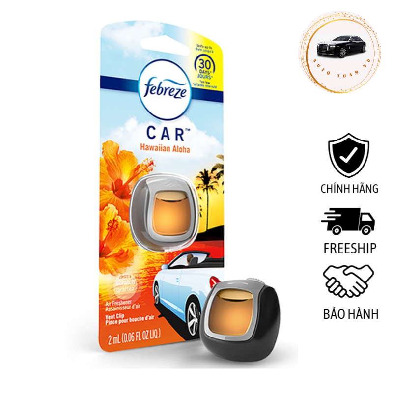 (1 viên dùng 30 ngày) Nước hoa ô tô nhập Mỹ Febreze Hawaiian Aloha mùi hương hoa cỏ
