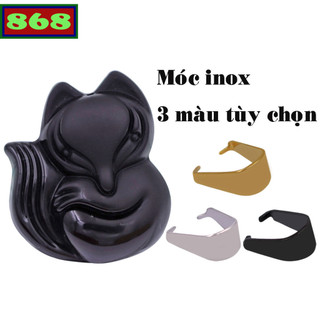 Mặt dây chuyền Hồ ly đá đen 4.6cm kèm móc inox - size lớn XL, Hồ tiên, Hồ ly tinh
