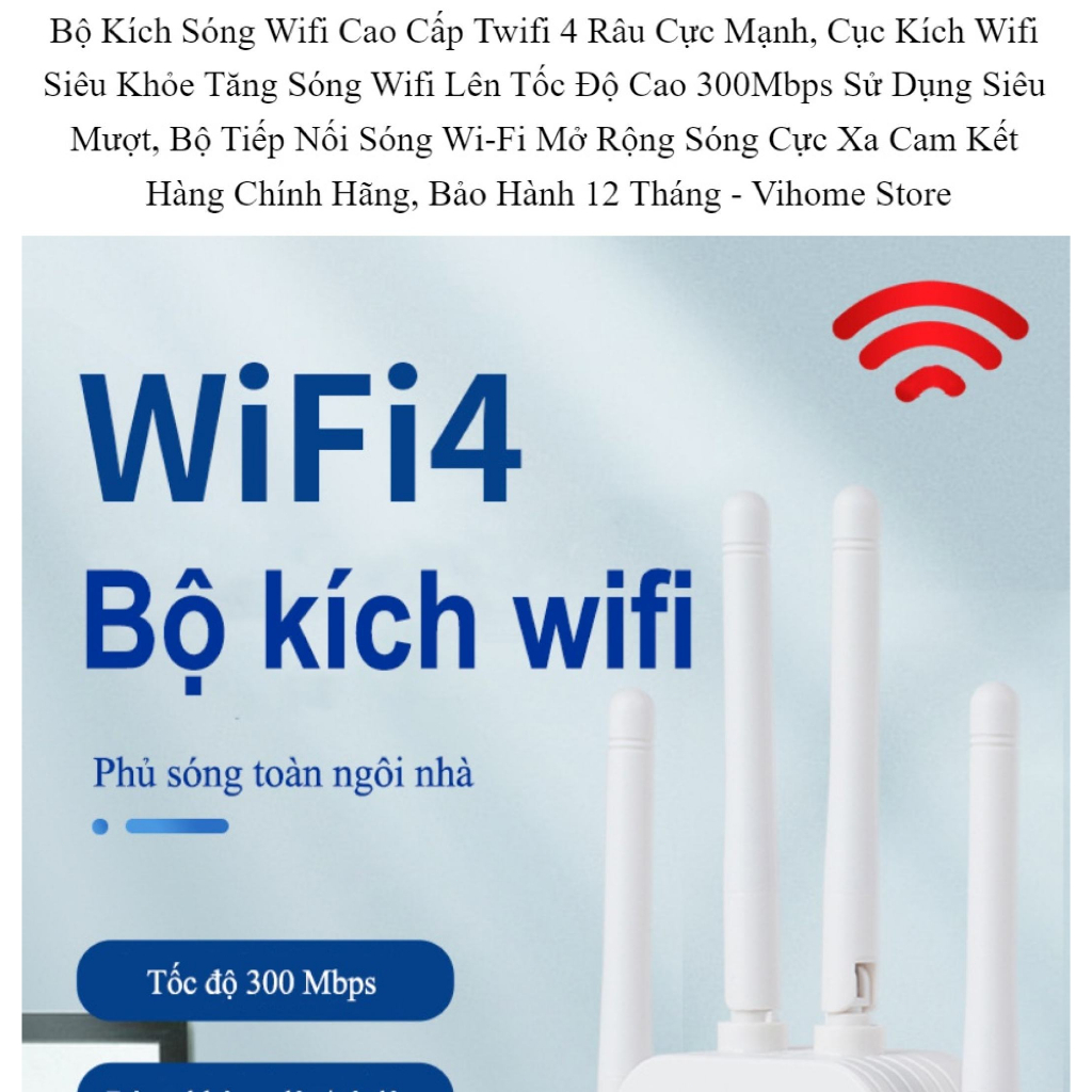 Kích Sóng Wifi 4 Râu Ăng Ten Phát Xuyên Tường Chuẩn N Tốc Độ 300mbps Màu Trắng Bộ Kích Sóng Wifi Thu Phát Mở Rộng Sóng | BigBuy360 - bigbuy360.vn