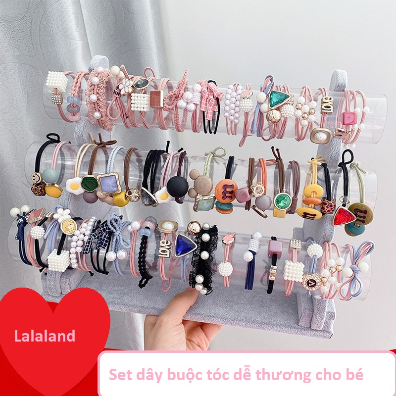 Set dây buộc tóc thun nhiều chi tiết cho trẻ em và người lớn đều dùng được đựng trong hộp gọn gàng