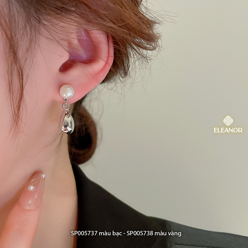 Bông tai nữ chuôi bạc 925 Eleanor Accessories hình giọt nước đính ngọc trai nhân tạo phụ kiện trang sức 5737