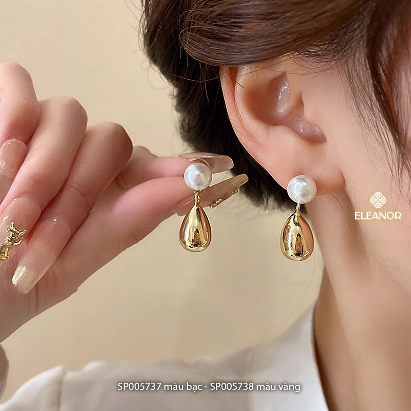 Bông tai nữ chuôi bạc 925 Eleanor Accessories hình giọt nước đính ngọc trai nhân tạo phụ kiện trang sức 5737
