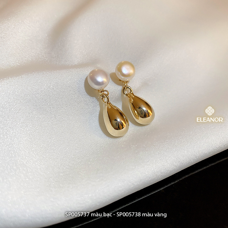 Bông tai nữ chuôi bạc 925 Eleanor Accessories hình giọt nước đính ngọc trai nhân tạo phụ kiện trang sức 5737