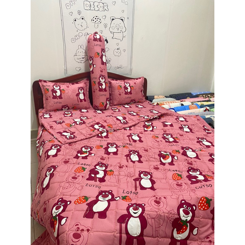 Chăn ga poly cotton dhn decor GẤU DÂU