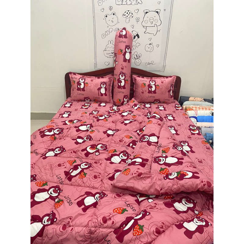 Chăn ga poly cotton dhn decor GẤU DÂU