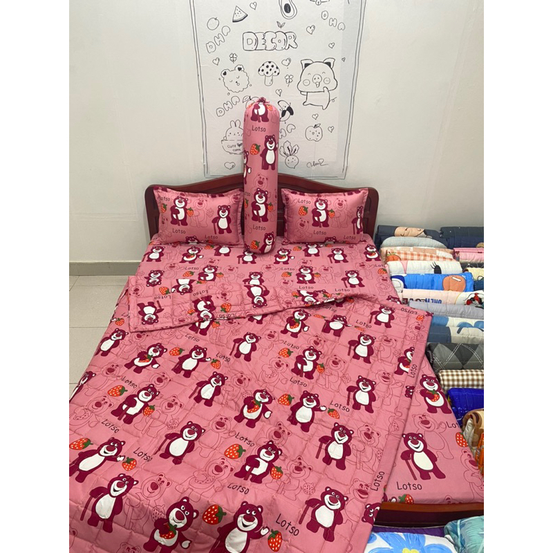 Chăn ga poly cotton dhn decor GẤU DÂU