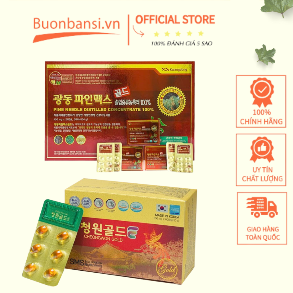 Tinh Dầu Thông Đỏ 120 Viên Hàn Quốc - 2 Loại Cheongwon Gold Và Kwangdong