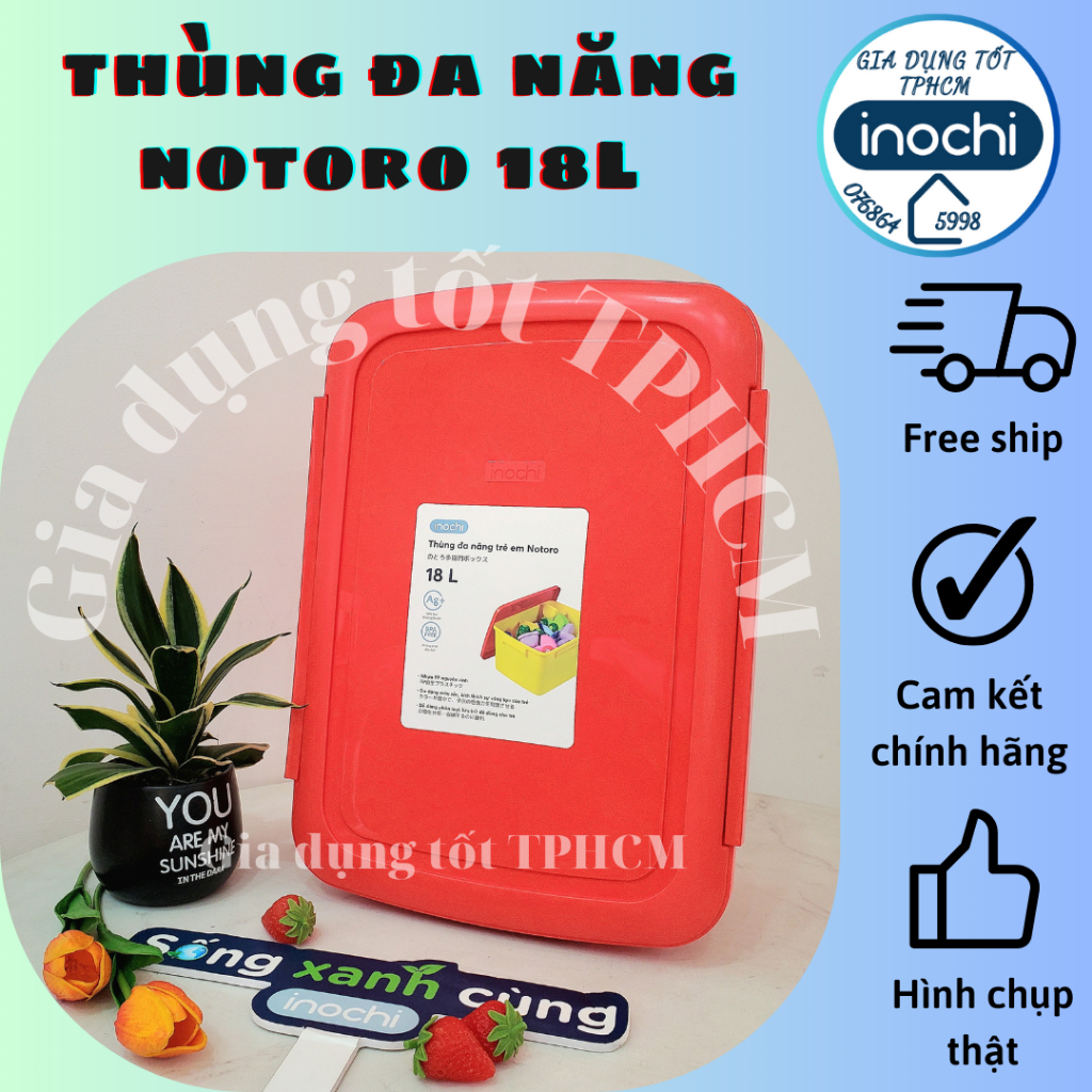 Thùng nhựa Đựng Đồ Chơi Cho Bé Notoro Inochi Cao Cấp Đựng Đồ Chơi An Toàn 18L loại lớn, thùng đa năng để đồ