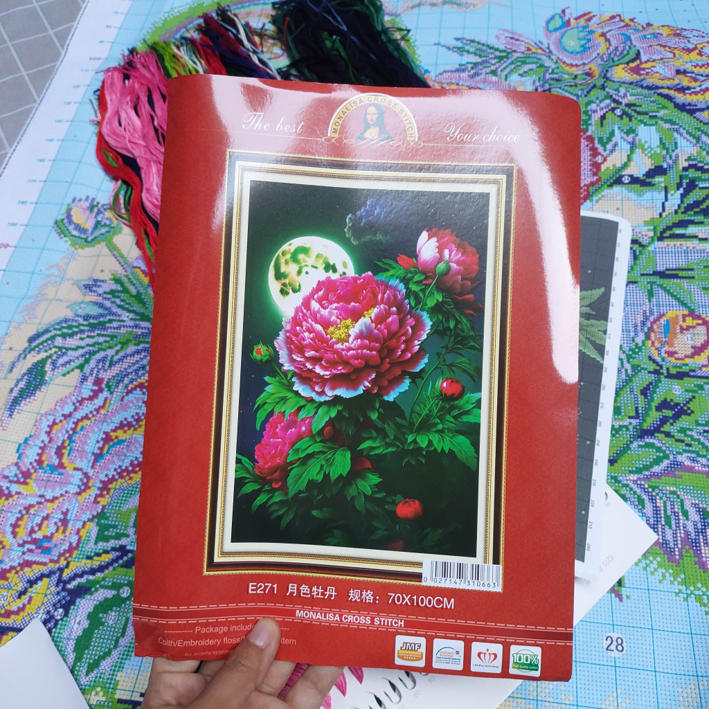 Tranh thêu chữ thập hoa mẫu đơn mẫu mới về 70*100cm