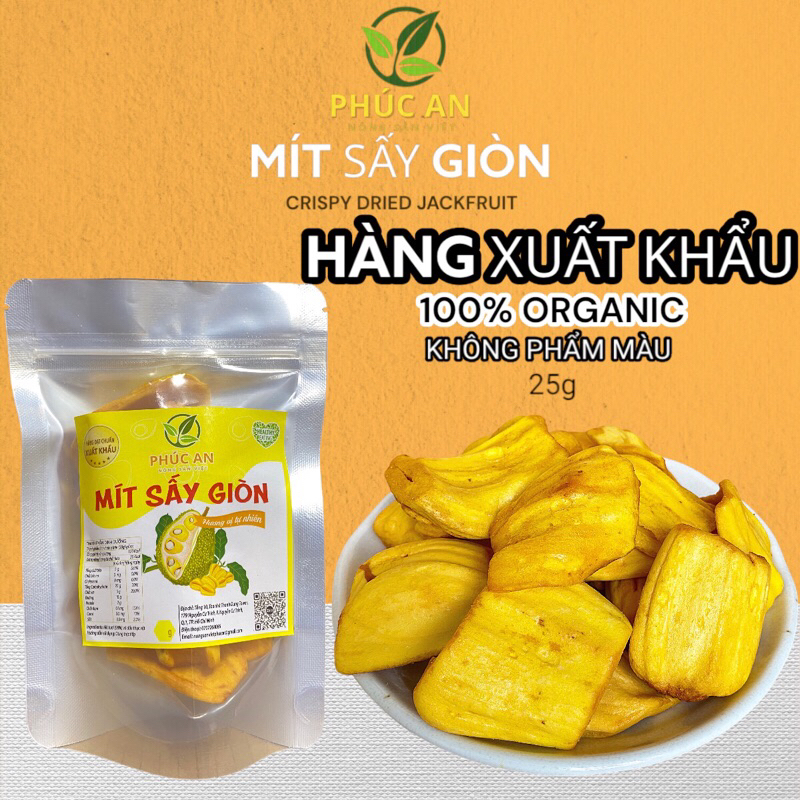 Mít Sấy Giòn Không Đường PHÚC AN 25g - Hàng Xuất Khẩu Nguyên Cánh