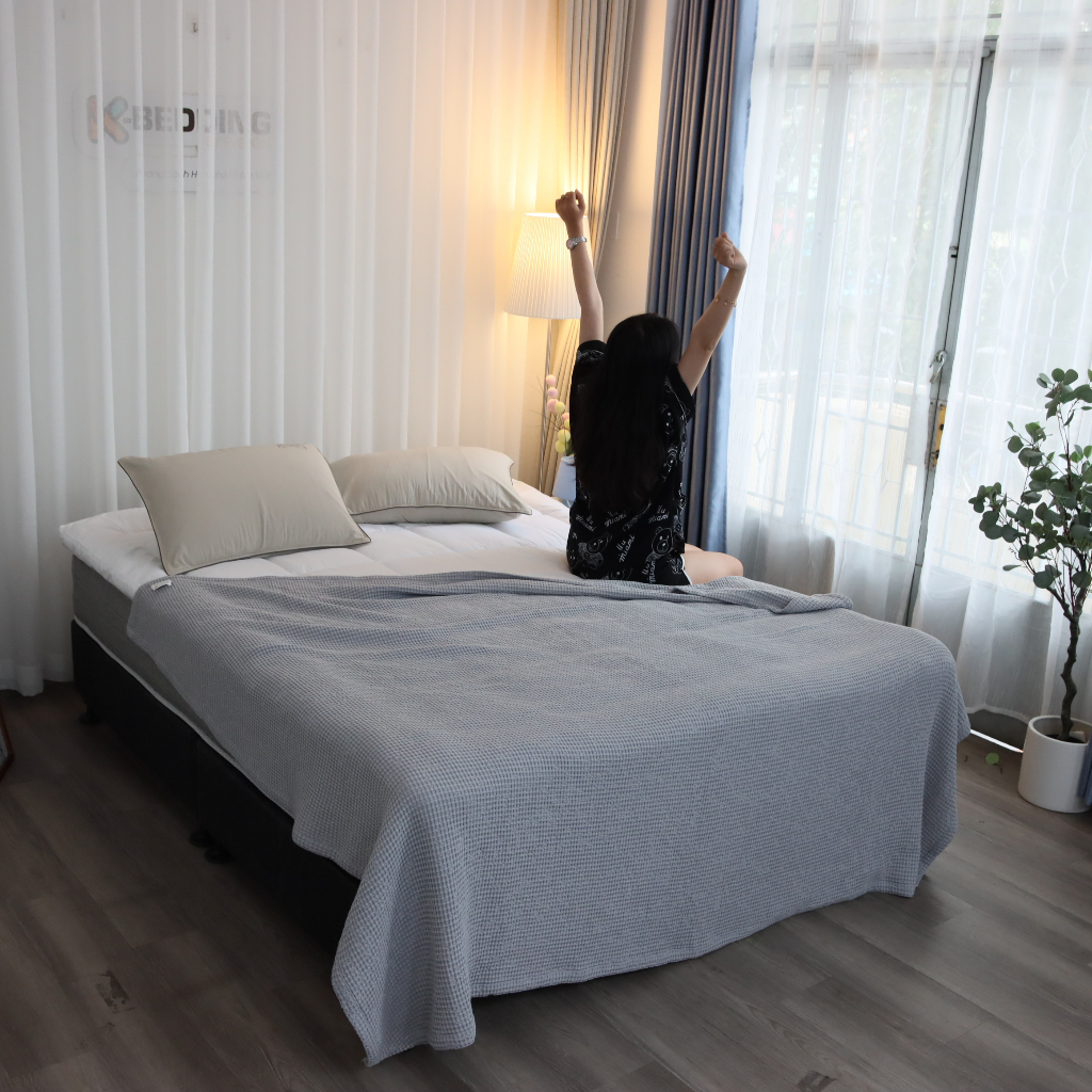 Chăn văn phòng K-Bedding By Everon chất vải Cotton Modal  Họa Tiết Tổ Ong  chăn sofa decor phòng ngủ