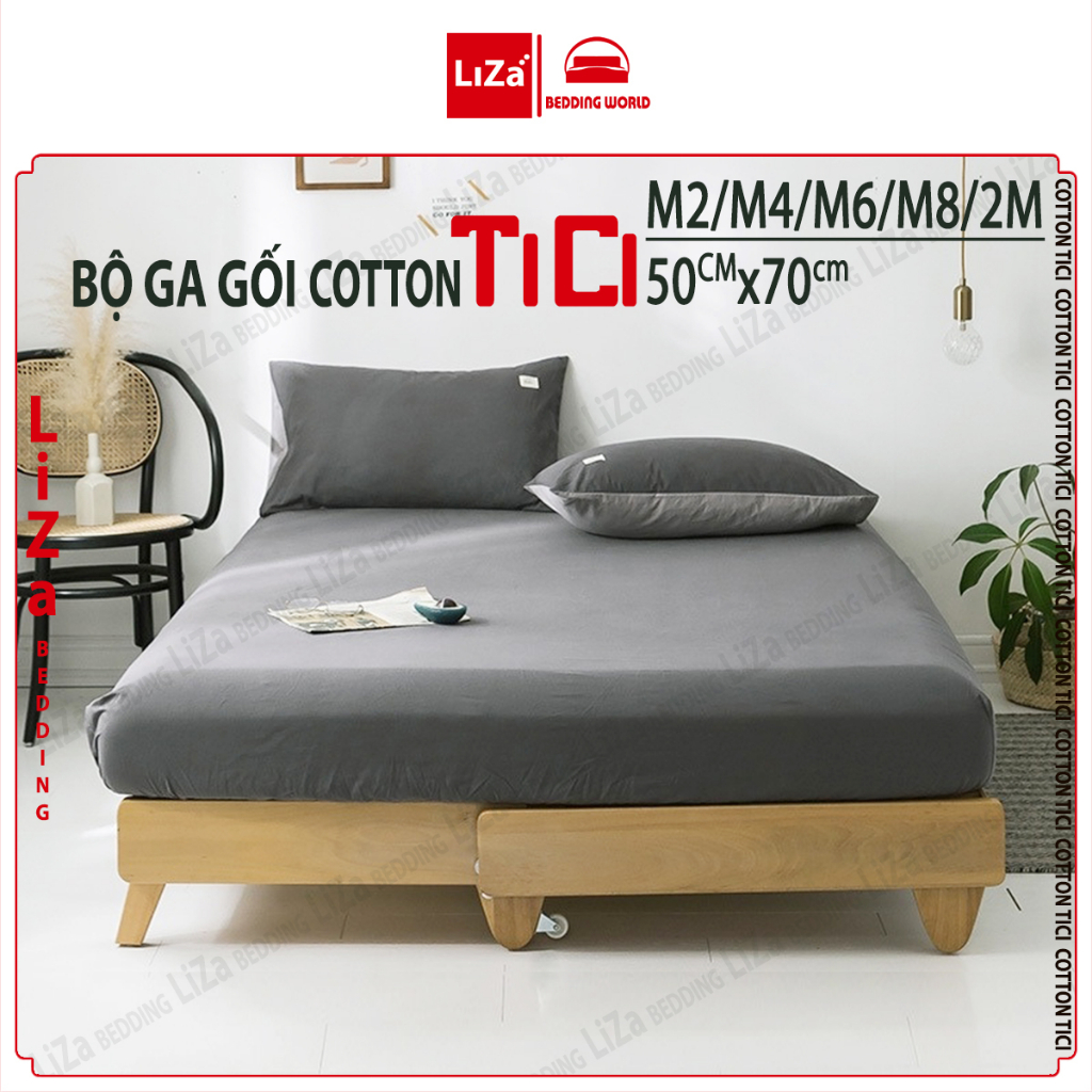 Sét Bộ Ga Gối Cotton Tici M2/M4/M6/M8, Bộ Ga Nệm Nhập Khẩu Cao Cấp Không Bai Xù (Ga + 2 vỏ gối)
