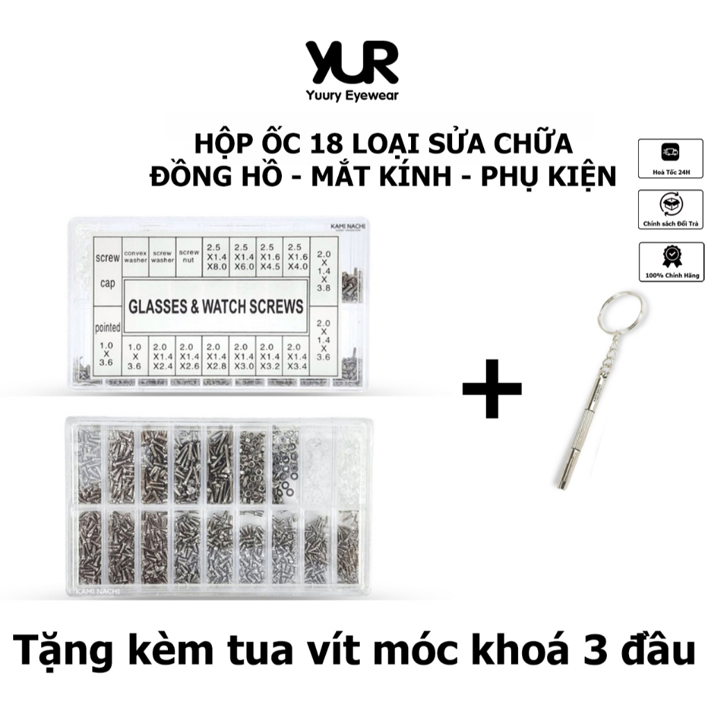 Phụ kiện sửa chữa mắt kính chuyên dụng - hộp đệm mũi- hộp ốc - bộ tua vít đa năng dành cho mắt kính, đồng hồ