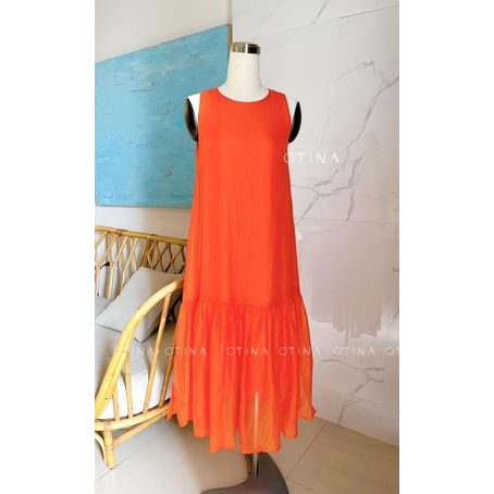 Đầm tơ bọt cam