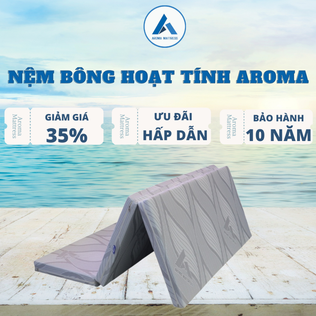 Nệm Bông Ép Hoạt Tính Aroma Kháng Khuẩn Vượt Trội, Thoáng Mát, Bảo Hành 5 Năm