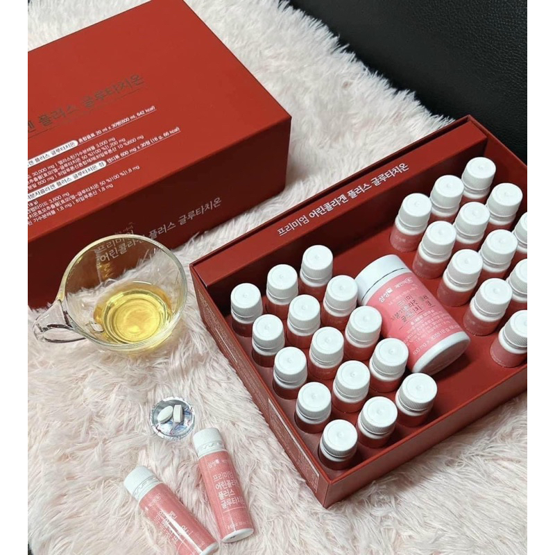 COLAGEN THUỶ PHÂN_HÀN QUỐC 30 ống + 1 lọ trắng da 30 viên