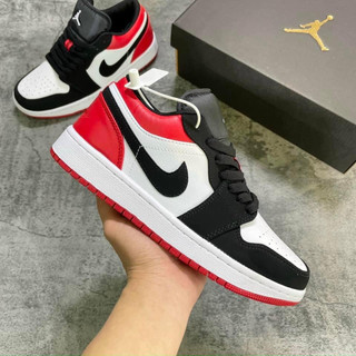 Giày jordan đỏ đen cổ thấp nam nữ, giày sneaker jd1 đỏ đen thời trang cao cấp hottrend 2023