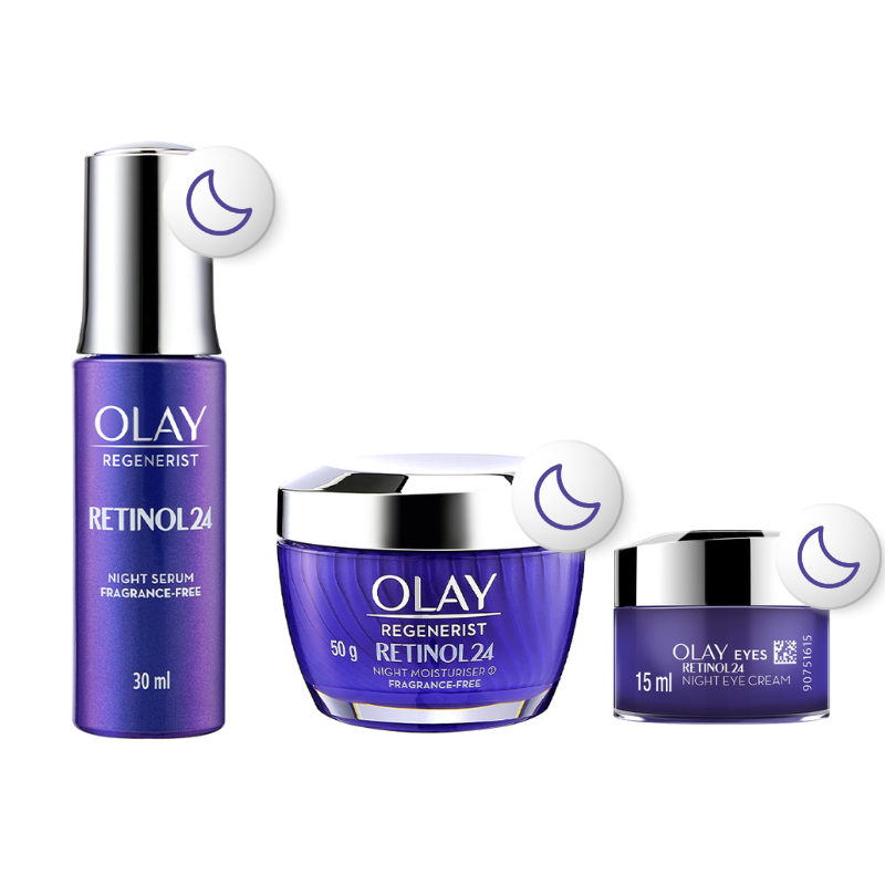 Combo 3: Kem Dưỡng Ẩm + Dưỡng Mắt + Serum Giúp Trẻ Hóa & Mờ Nếp Nhăn OLAY RETINOL24 50G + 30ML + 15ML