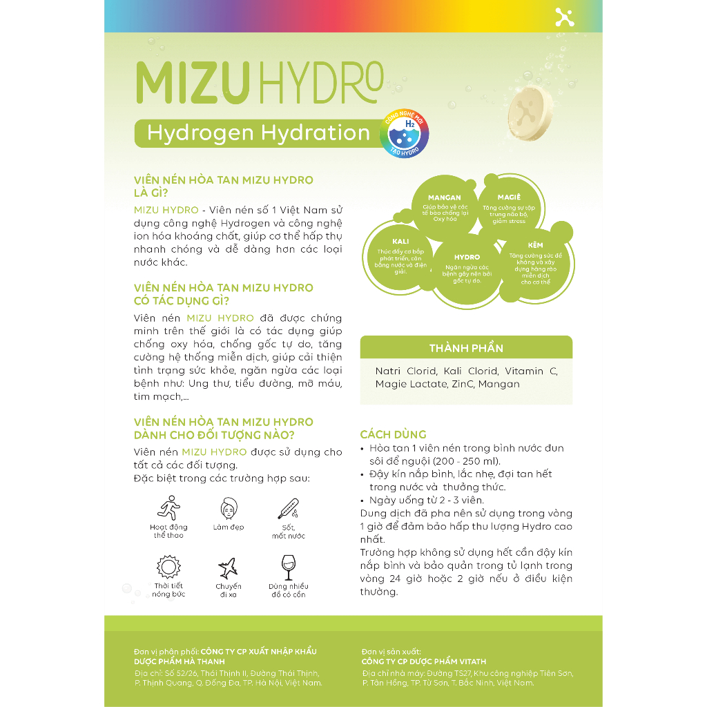 Mizu Công nghệ sủi thế hệ mới tạo Hydro giúp ngăn ngừa bệnh: tiểu đường, tim mạch, mỡ máu; Làm đẹp; Tái tạo năng lượng.