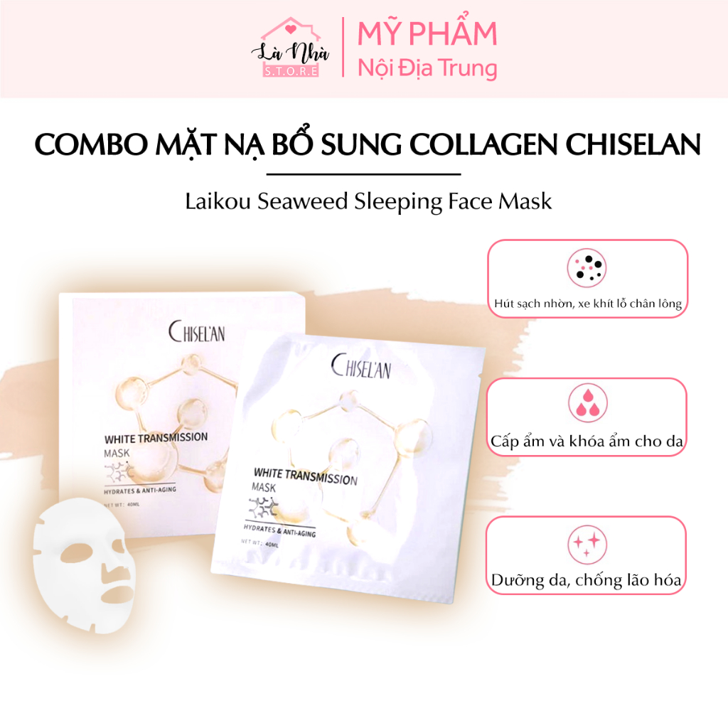 Combo mặt nạ bổ sung Collagen Chiselan, mặt nạ Chiselan dưỡng trắng, ngừa lão hóa, làm căng bóng da giúp trẻ hóa làn da.