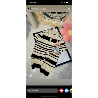Đầm len sọc ngang form rộng hình thỏ bầu bì mang thoải mái