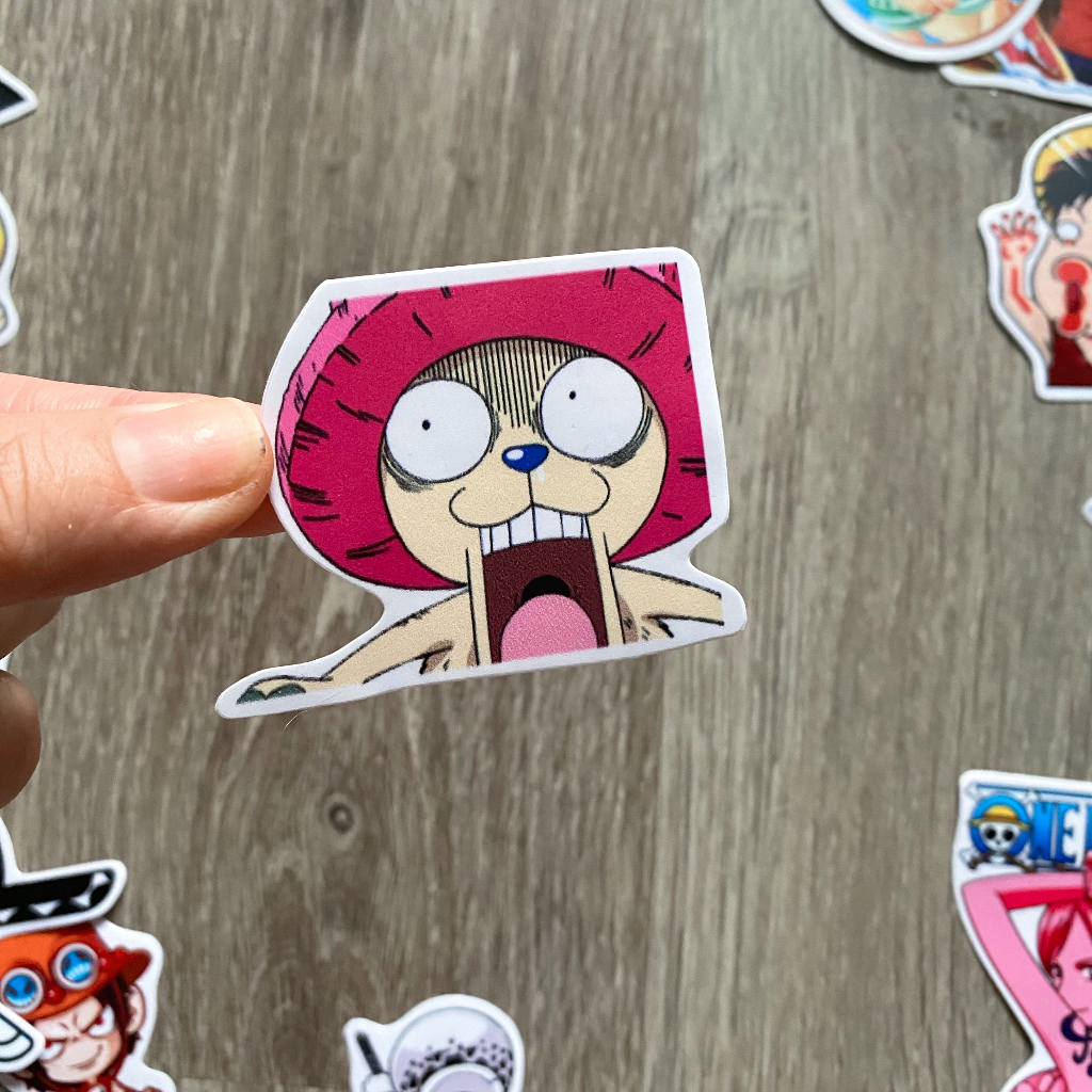 10 sticker One Piece - Luffy Zoro Ace - Hình Dán Chống Nước Trang Trí Nón Bảo Hiểm