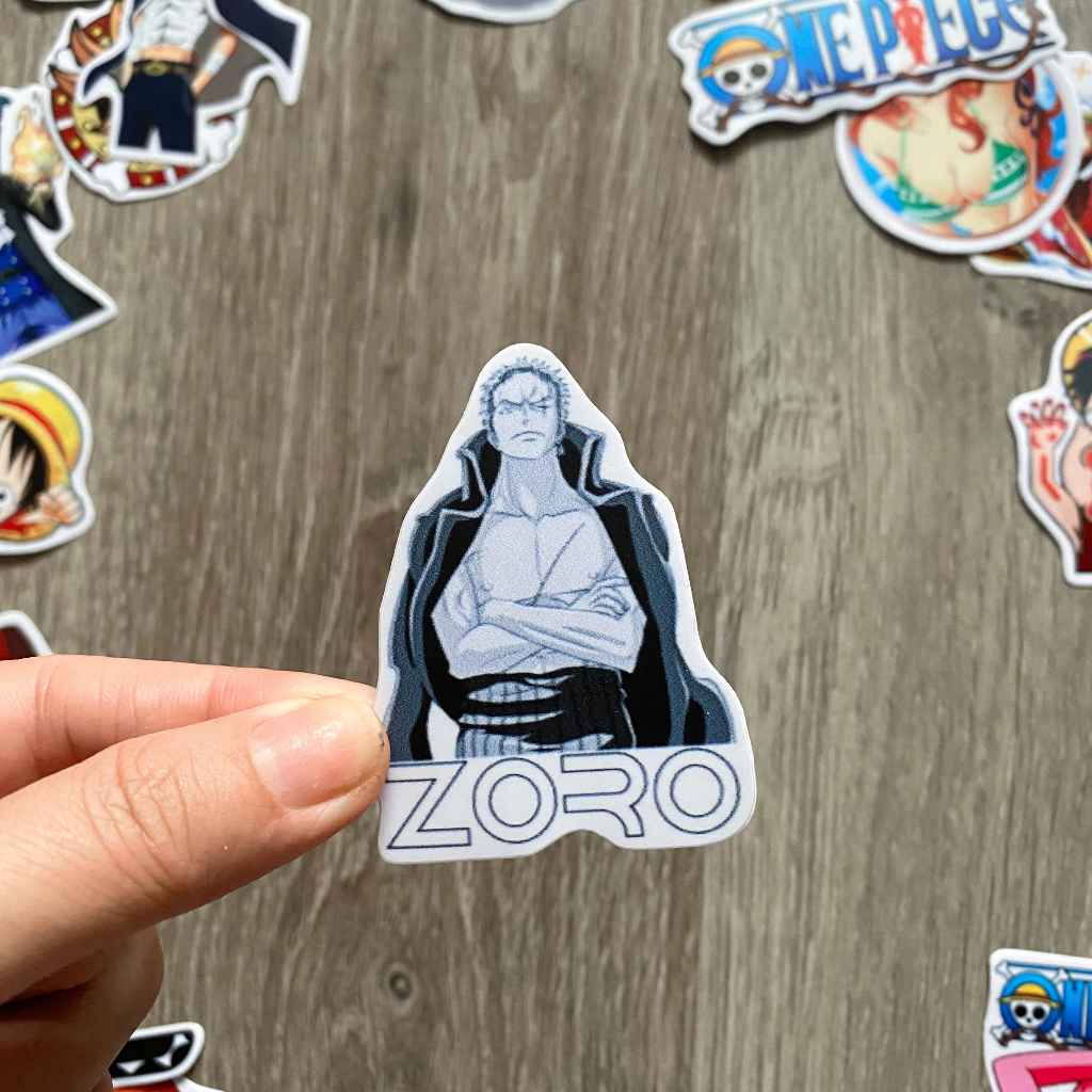 10 sticker One Piece - Luffy Zoro Ace - Hình Dán Chống Nước Trang Trí Nón Bảo Hiểm