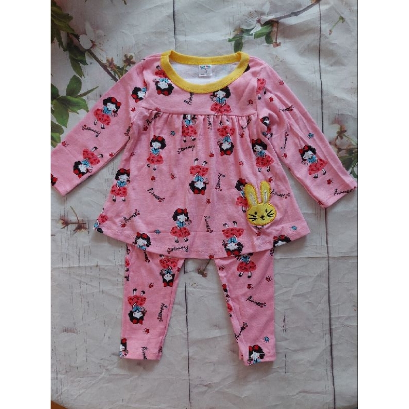 Bộ dài tay bozip babydoll bé gái