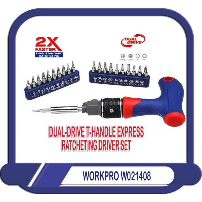 Bộ tuốc nơ vít đa năng 22 chi tiết x2 tốc độ vặn tiện dụng cao cấp W021408 WORKPRO tại TPHCM