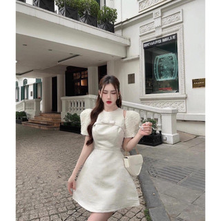 ( sỉ lẻ váy thiết kế) váy tafta nhũ tay ren hoa