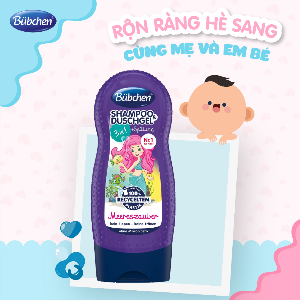 Sữa tắm gội toàn thân cho bé 3in1 Bubchen Meereszauber 230ml - DÀNH CHO BÉ TỪ 1T