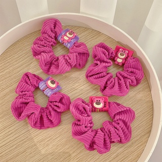 Dây Buộc Tóc Gấu Dâu -Scrunchies Gấu Dâu Lotso Vải Hồng Cute Cho Bé Phong Cách Hàn Quốc 1k Saka