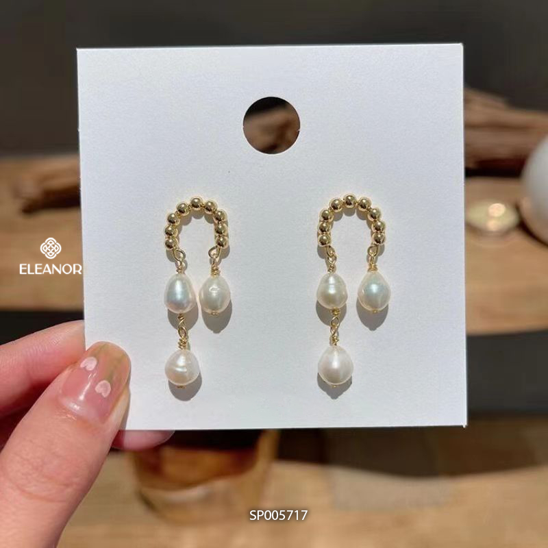 Bông tai nữ chuôi bạc 925 Eleanor Accessories đính ngọc trai nhân tạo phụ kiện trang sức 5717