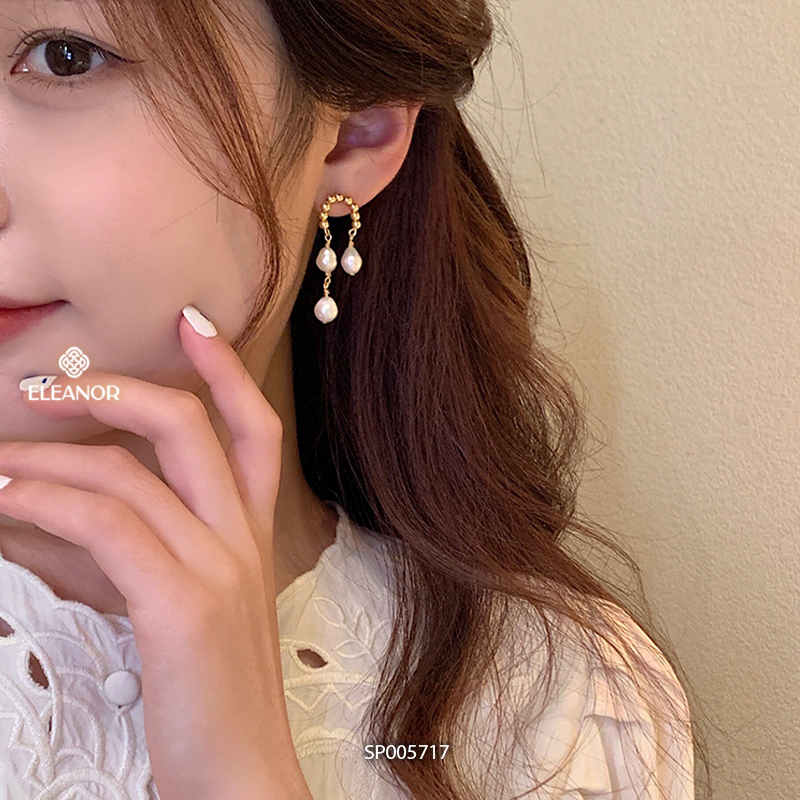 Bông tai nữ chuôi bạc 925 Eleanor Accessories đính ngọc trai nhân tạo phụ kiện trang sức 5717