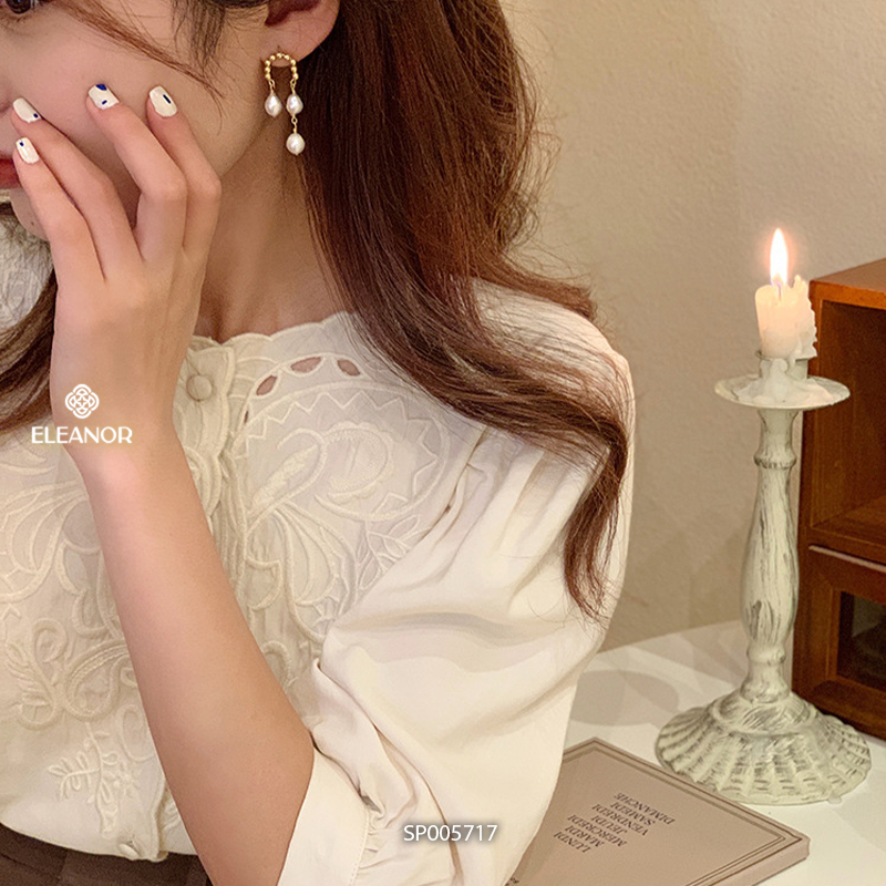 Bông tai nữ chuôi bạc 925 Eleanor Accessories đính ngọc trai nhân tạo phụ kiện trang sức 5717