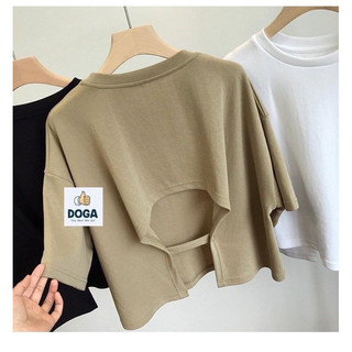 Áo Croptop from rộng hở lưng trơn basic có size M, L, XL chất thun cotton không xù lông 126