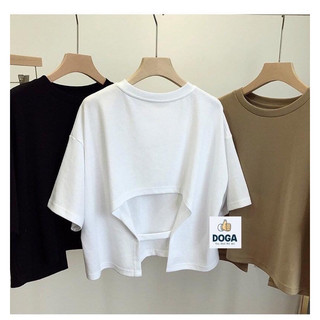 Áo Croptop from rộng hở lưng trơn basic có size M, L, XL chất thun cotton không xù lông 126
