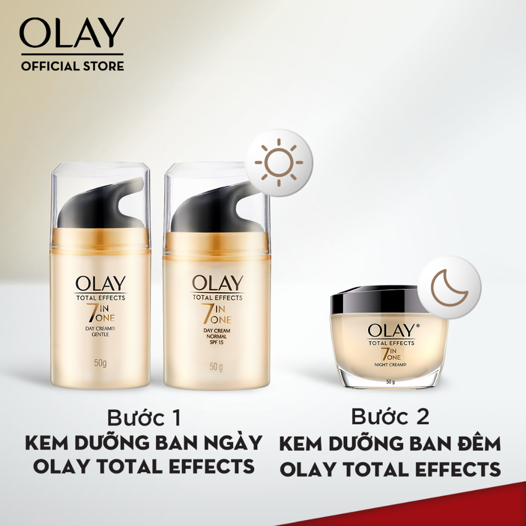 Combo 3 Kem Dưỡng Ngày & Đêm + Sữa Rửa Mặt Phục Hồi & Ngăn Ngừa 7 Dấu Hiệu Lão Hóa OLAY TOTAL EFFECTS (50G X2 + 100G)