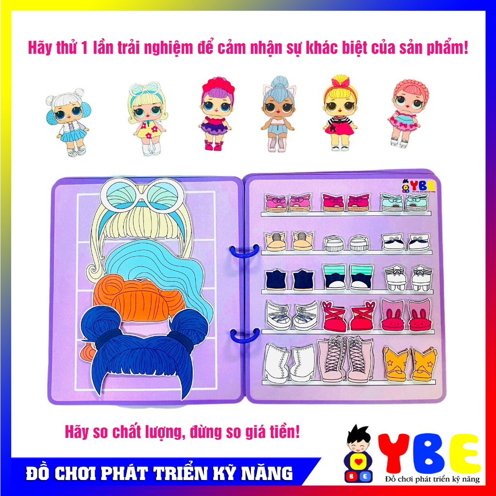 Đồ chơi búp bê thời trang LOL thương hiệu YBE hàng cao cấp, Học liệu bóc dán thay đồ cho búp bê LOL quà tặng cho bé gái