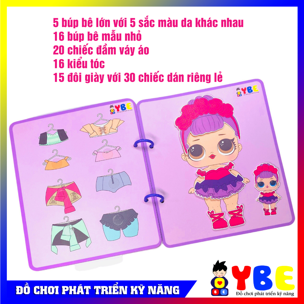 Đồ chơi búp bê thời trang LOL thương hiệu YBE hàng cao cấp, Học liệu bóc dán thay đồ cho búp bê LOL quà tặng cho bé gái