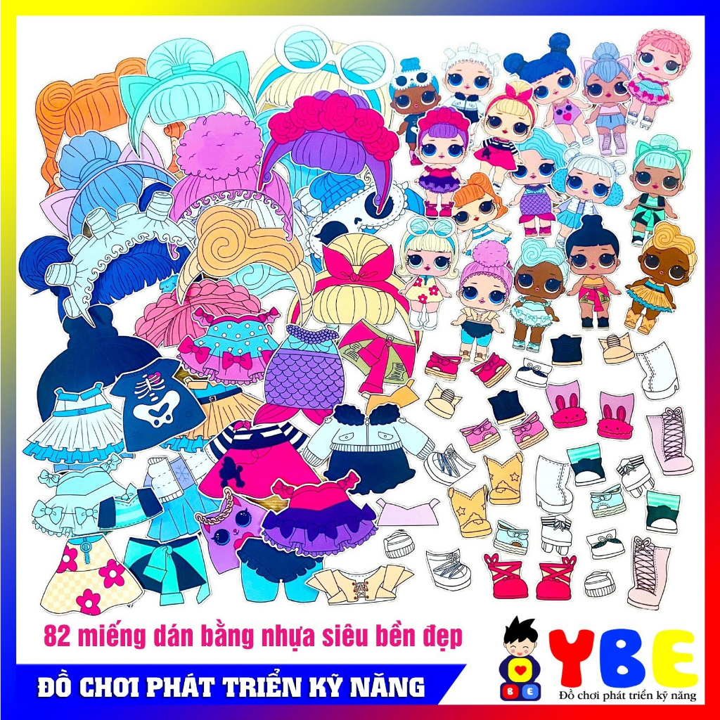 Đồ chơi búp bê thời trang LOL thương hiệu YBE hàng cao cấp, Học liệu bóc dán thay đồ cho búp bê LOL quà tặng cho bé gái