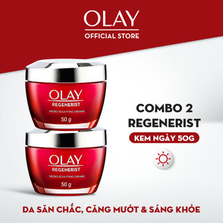 Combo 2: Kem Dưỡng Ẩm Ban Ngày Căng Mướt, Sáng Khỏe & Phục Hồi Dấu Hiệu Lão Hóa OLAY REGENERIST 50G X2