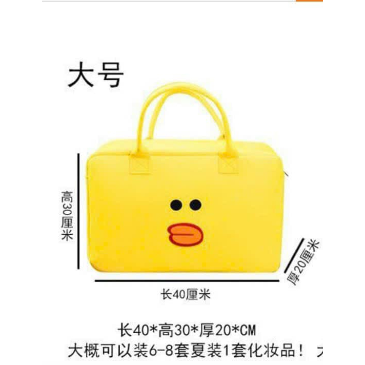 Túi Du Lịch Chất Liệu Vải Nỉ Nhẹ Mềm Mại In Họa Tiết Hoạt Hình Phong Cách Hàn Quốc
