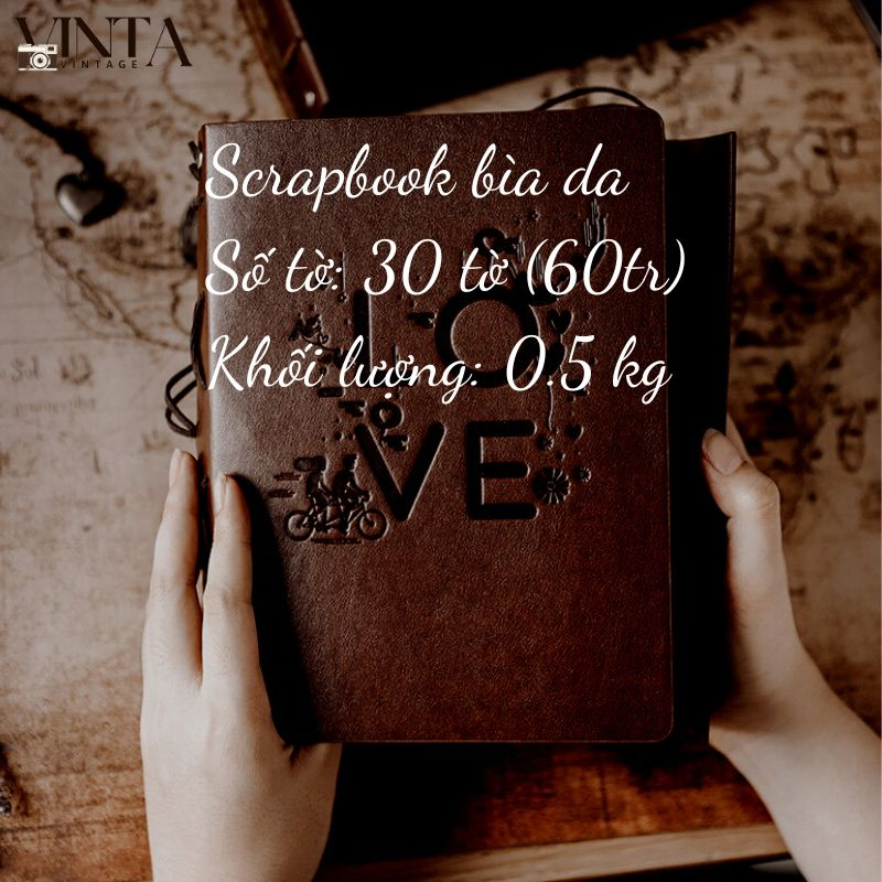 Album ảnh bìa da handmade DIY, Scrapbook phong cách Vintage