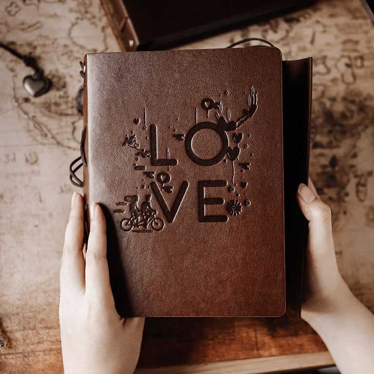 Album ảnh bìa da handmade DIY, Scrapbook phong cách Vintage