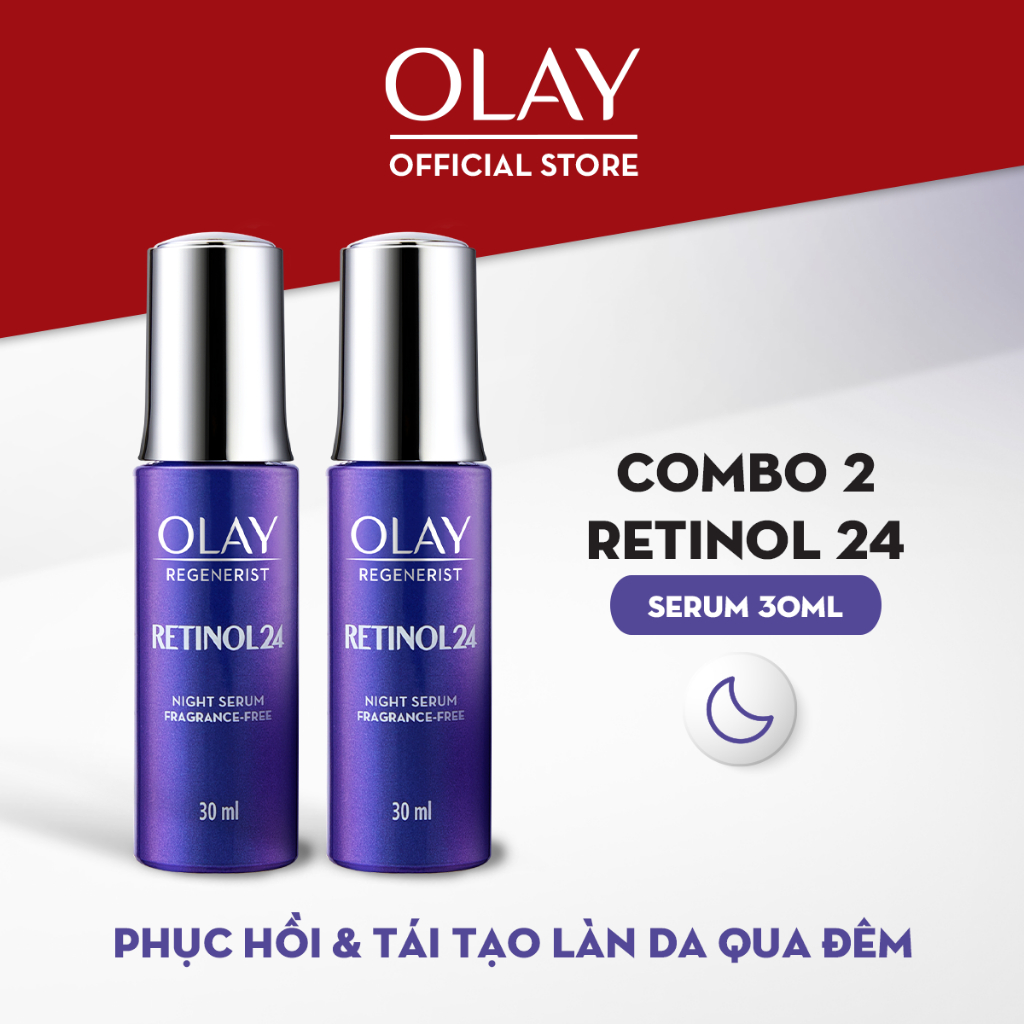 Combo 2 Serum/Tinh Chất Thúc Đẩy Tái Tạo Da & Mờ Nếp Nhăn OLAY REGENERIST Chứa Chiết Xuất RETINOL24 (30ML X2)