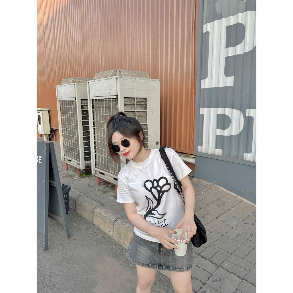 Áo Thun Nữ Tay Ngắn In Hoa Dễ Thương BLOOM MENTAL®️ - Baby Tee